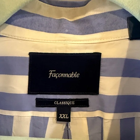 Faconnable Blue and White Striped Button Down Shirt - Picture 2 of 6
